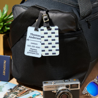 Light blue green with dots combination luggage tag