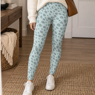 Light Blue Grey Cheetah Spots Leggings
