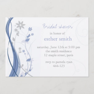 Light blue & grey floral charm invitation