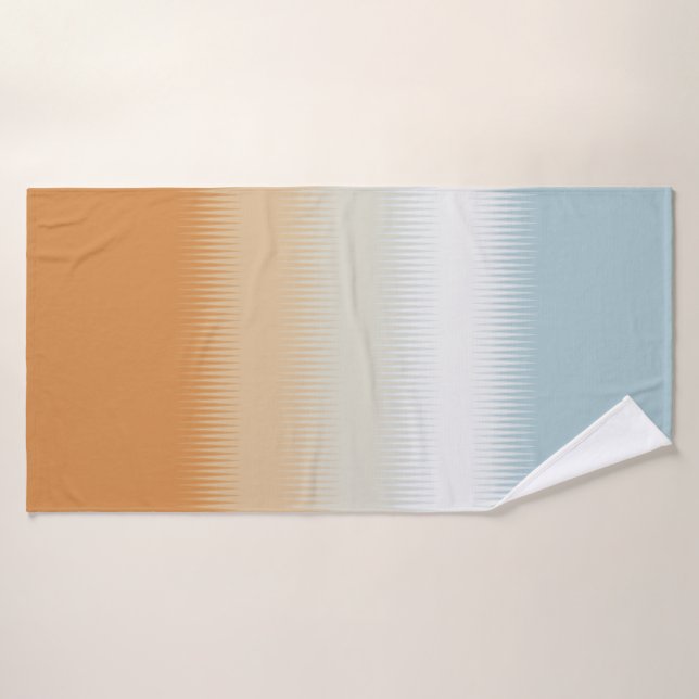 Light Blue Grey Grey Rust Orange Bath Towel Set (Bath Towel)