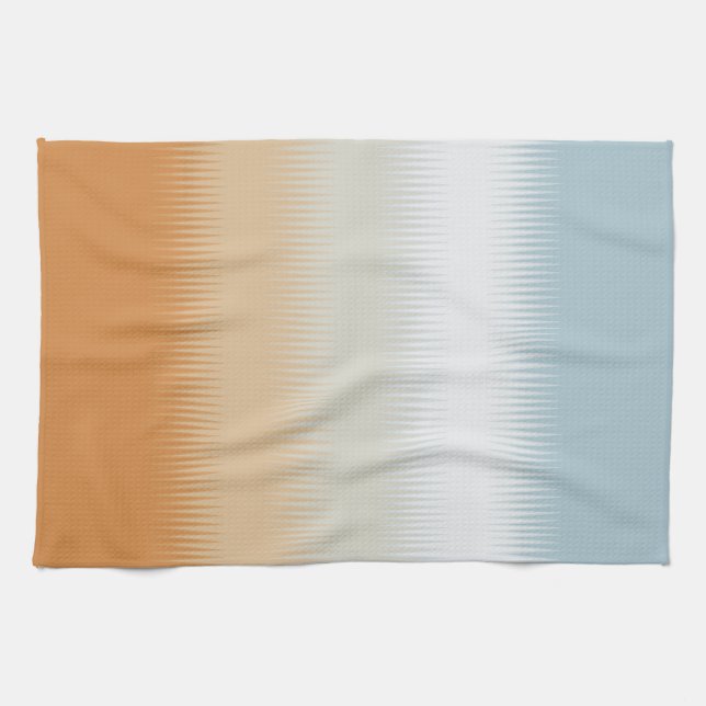 Light Blue Grey Grey Rust Orange Tea Towel (Horizontal)