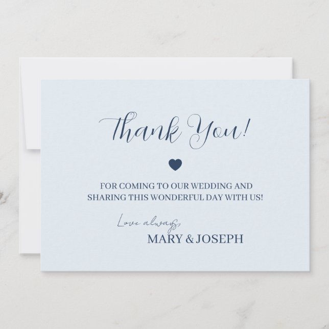 Light Blue Grey & Navy Thank You Card Customisable (Front)