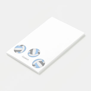 light blue grey personalised volleyball post-it notes