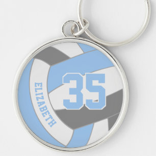 light blue grey team colours custom volleyball key ring