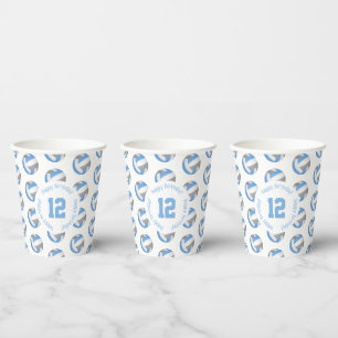 light blue grey volleyballs birthday party paper cups