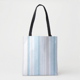 Light Blue Grey Watercolor Striped Tote Bag