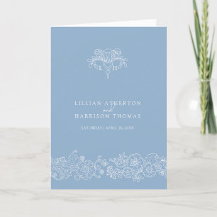 Light blue grey white fleur de lis art wedding programme