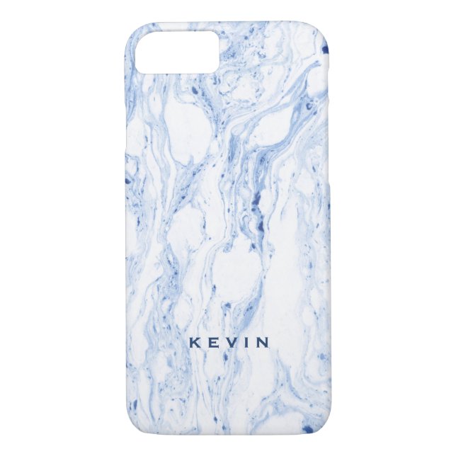 Light-blue-grey & White marble swirls Case-Mate iPhone Case (Back)