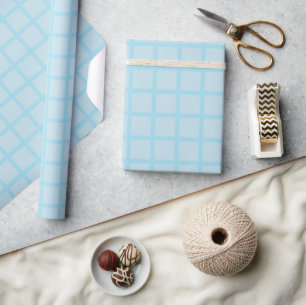 Light Blue Grid Wrapping Paper
