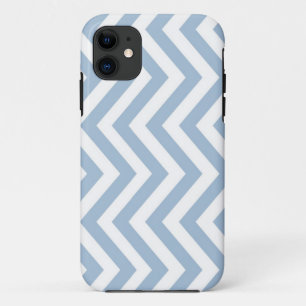 Light Blue Grunge Textured Chevron iPhone 11 Case