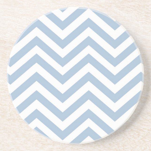 Light Blue Grunge Textured Chevron Coaster (Front)