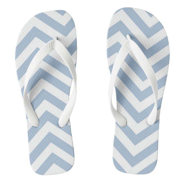 Light Blue Grunge Textured Chevron Flip Flops (Footbed)
