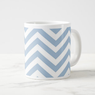 Light Blue Grunge Textured Chevron Large Coffee Mug
