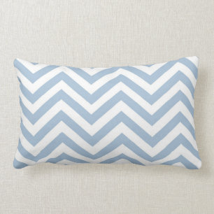 Light Blue Grunge Textured Chevron Lumbar Cushion