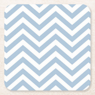 Light Blue Grunge Textured Chevron Square Paper Coaster