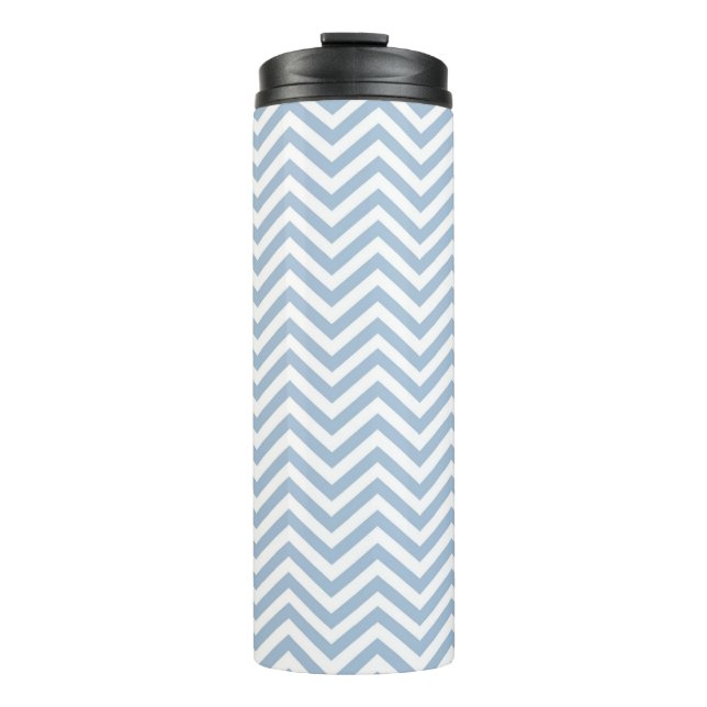 Light Blue Grunge Textured Chevron Thermal Tumbler (Front)