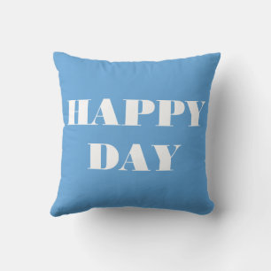 Light Blue Happy Day Throw Pillow