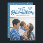 Light Blue Happy Hanukkah Hand Lettered Photo Holiday Card<br><div class="desc">Light Blue Happy Hanukkah Hand Lettered Photo Holiday Card | Send Hanukkah greetings to family and friends with this customisable  holiday flat card. It featuring light blue hand lettered script with menorah illustration. Other colours are available.</div>