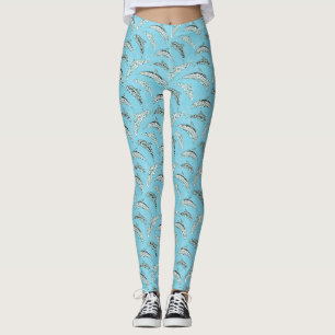 Light Blue Hawaiian Tribal Dolphins Leggings