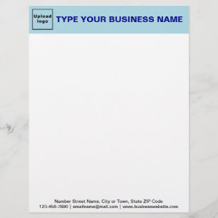 Light Blue Header and Black Texts Footer Business Custom Letterhead