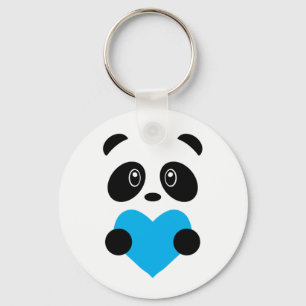 Light Blue Heart Panda Key Ring