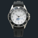 Light Blue Helicopter Watch<br><div class="desc">A picture of a blue American dynamic helicopter for aviation enthusiasts,  one of the most wide-spread light helicopters in the world!</div>