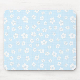 Light Blue Hibiscus Floral Mouse Mat
