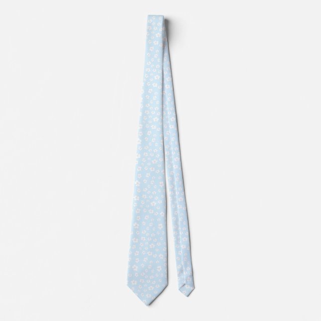 Light Blue Hibiscus Floral Tie (Front)