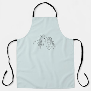 Light Blue Horse and Girl Apron