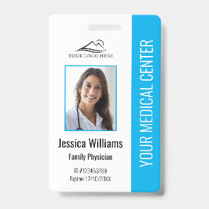 Light Blue Hospital Medical Employee Photo ID Badge