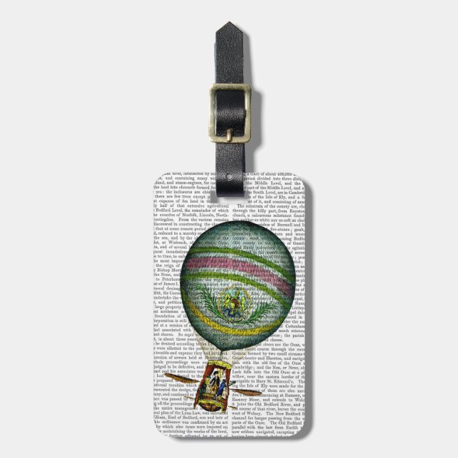 Light Blue Hot Air Balloon Luggage Tag (Front Vertical)