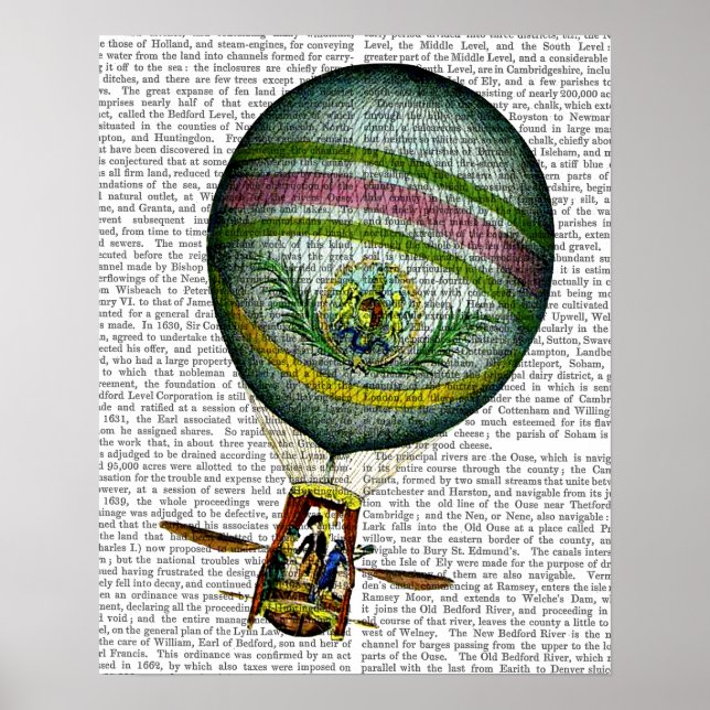Light Blue Hot Air Balloon Poster (Front)