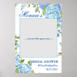 Light Blue Hydrangea Bridal Shower Photo Prop Poster