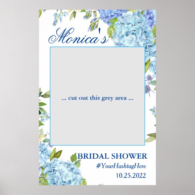 Light Blue Hydrangea  Bridal Shower Photo Prop Poster (Front)