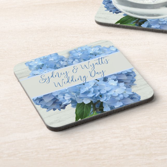 Light Blue Hydrangea Flowers Coaster (Left Side)