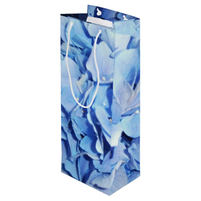 Light Blue Hydrangea Wine Gift Bag (Back Angled)