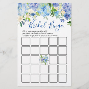 Light Blue Hydrangeas Floral Bridal Shower Game