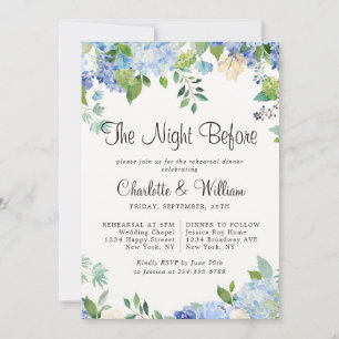 Light Blue Hydrangeas Floral Chic Rehearsal Dinner Invitation
