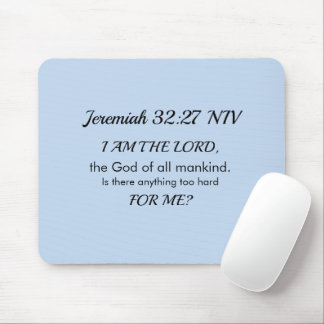 Light Blue Inspirational Bible Verse Power of God Mouse Mat