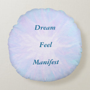 Light Blue inspirational design Round Cushion