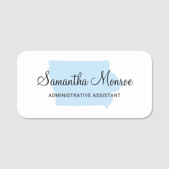 Light Blue Iowa Name Tag (Front)
