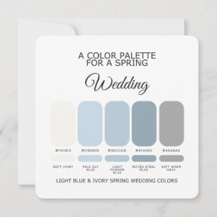 Light Blue Ivory Spring Wedding Color Palette Card
