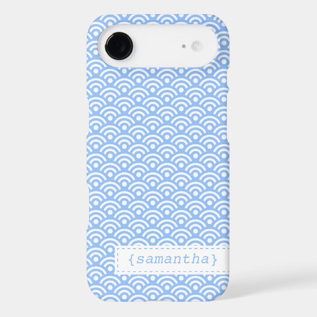 Light Blue Japanese Seigaiha Pattern Case-Mate iPhone Case (Back)