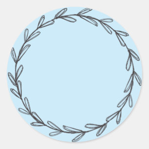 Light blue Jar/ Spice Blank Hand Drawn Wreath   Classic Round Sticker