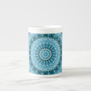 Light Blue Kaleidoscope / Mandala Bone China Mug