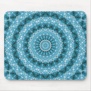 Light Blue Kaleidoscope / Mandala Mouse Mat