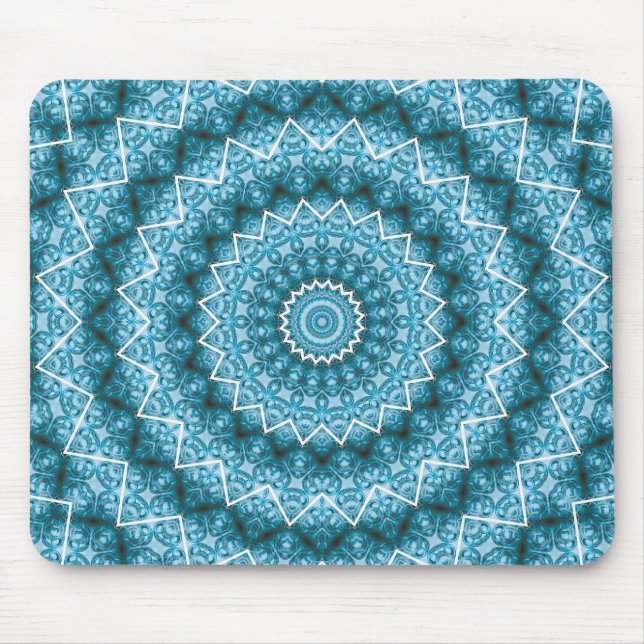 Light Blue Kaleidoscope / Mandala Mouse Mat (Front)