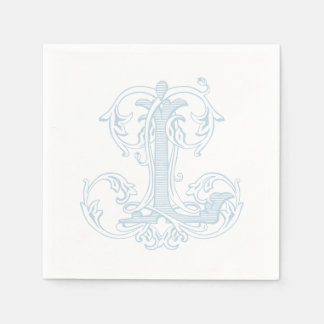 Light Blue "L" Monogram Cocktail Napkins