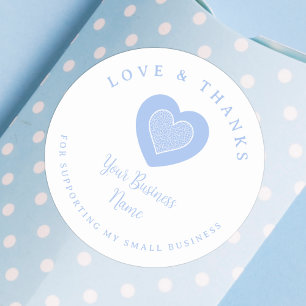 Light Blue Lace Heart Love & Thanks Supporting Classic Round Sticker