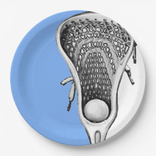 Light Blue Lacrosse Sports Party Paper Plate